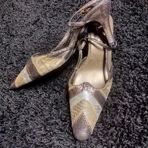 Vintage Metallic Patchwork Slingbacks